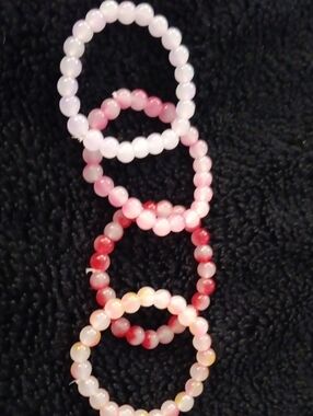 Beaded Stretch Bracelet Stack in Pink and Red